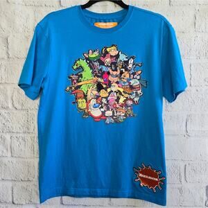 90's Nickelodeon Y2K Show Patch Blue Graphic Tee Unisex Small